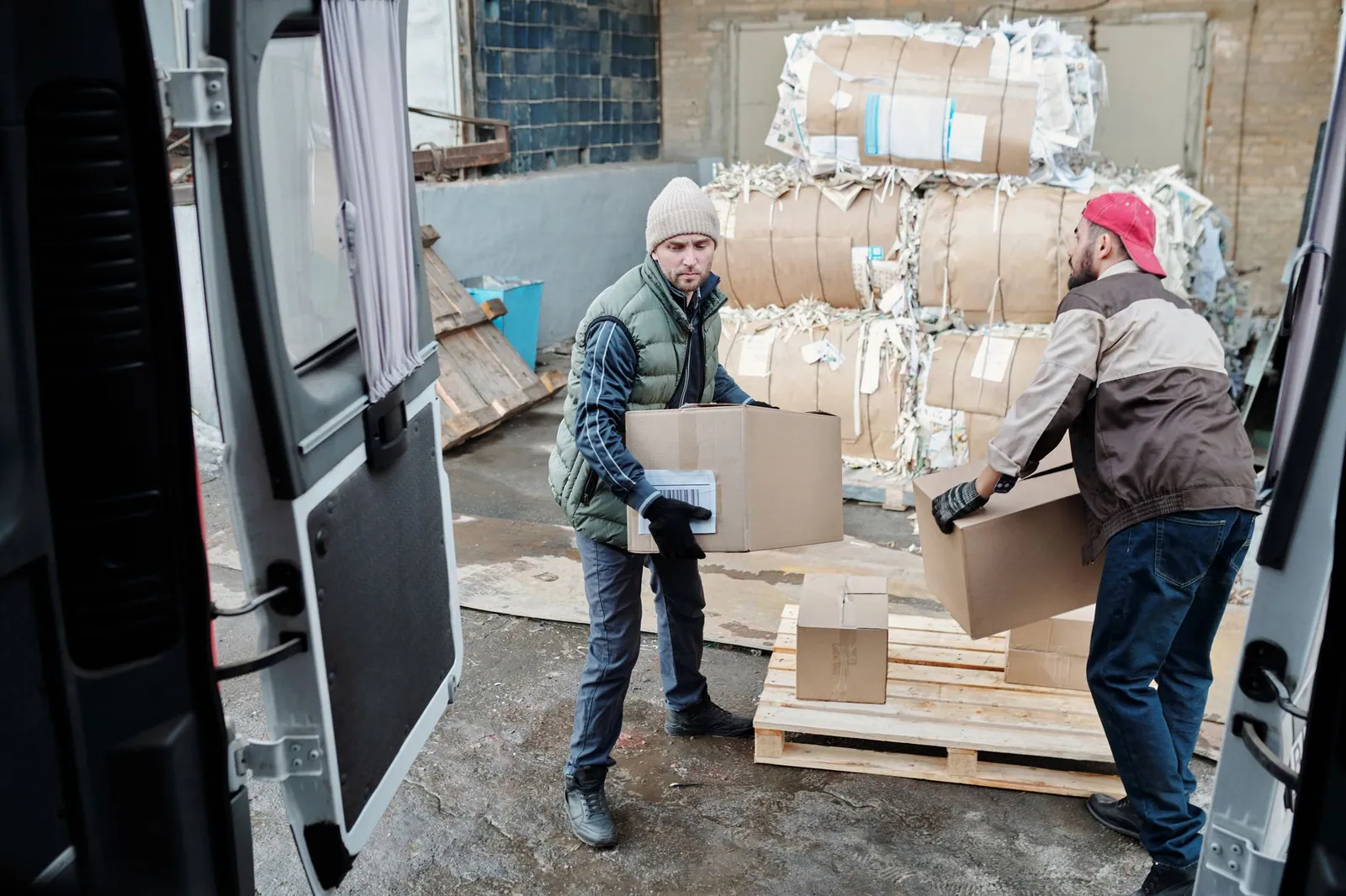 Boxes being packed and loaded for despatch