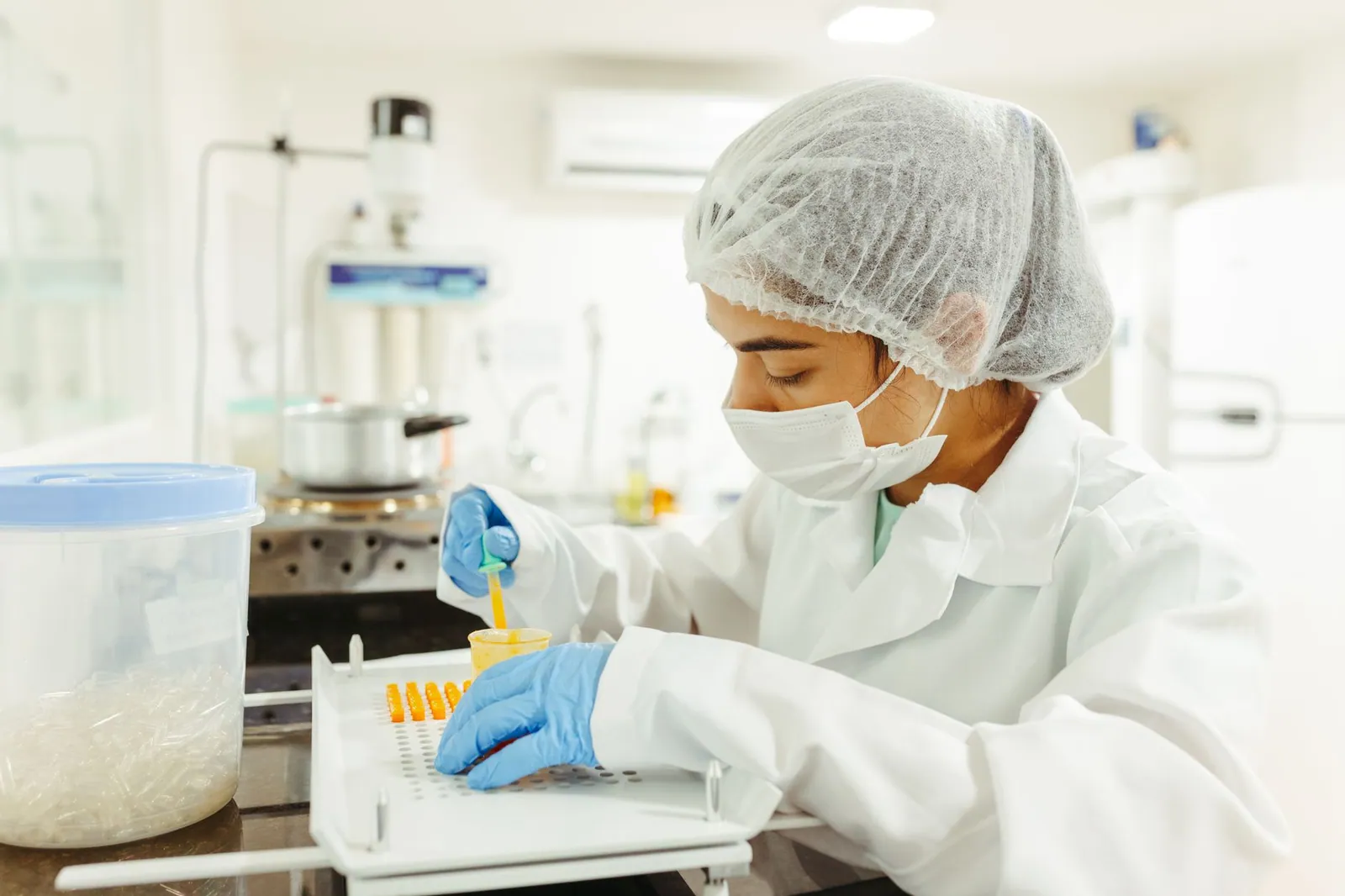 Laboratory technician performing a sample analysis